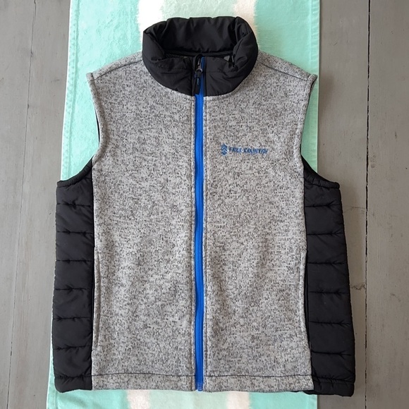 Free Country Other - Free Country Boys Full Front Zip Fleece‎ Hybrid Sleeveless Vest